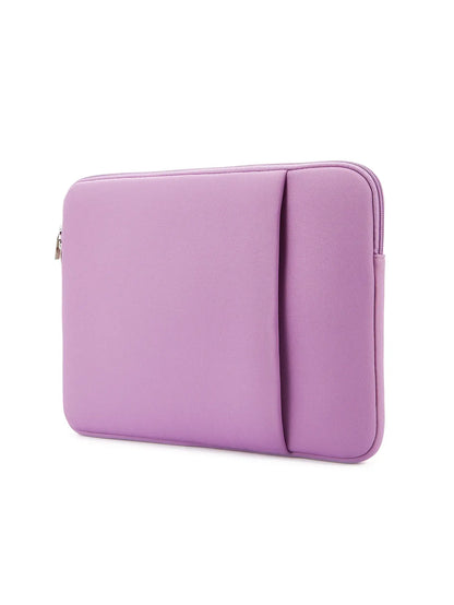 Pochette d'ordinateur violette — vue de face sur fond blanc