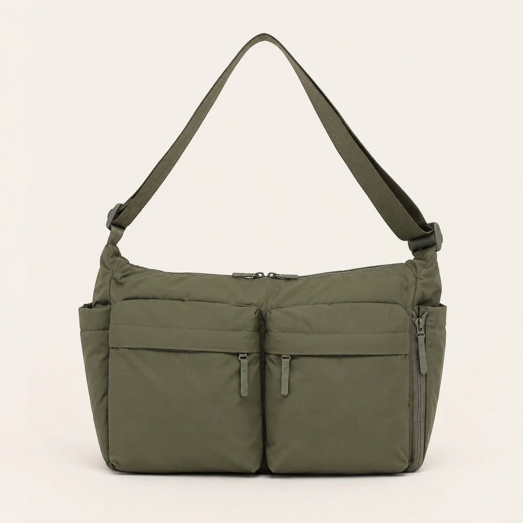 sac cabas bandouliere vert olive sur fond vert