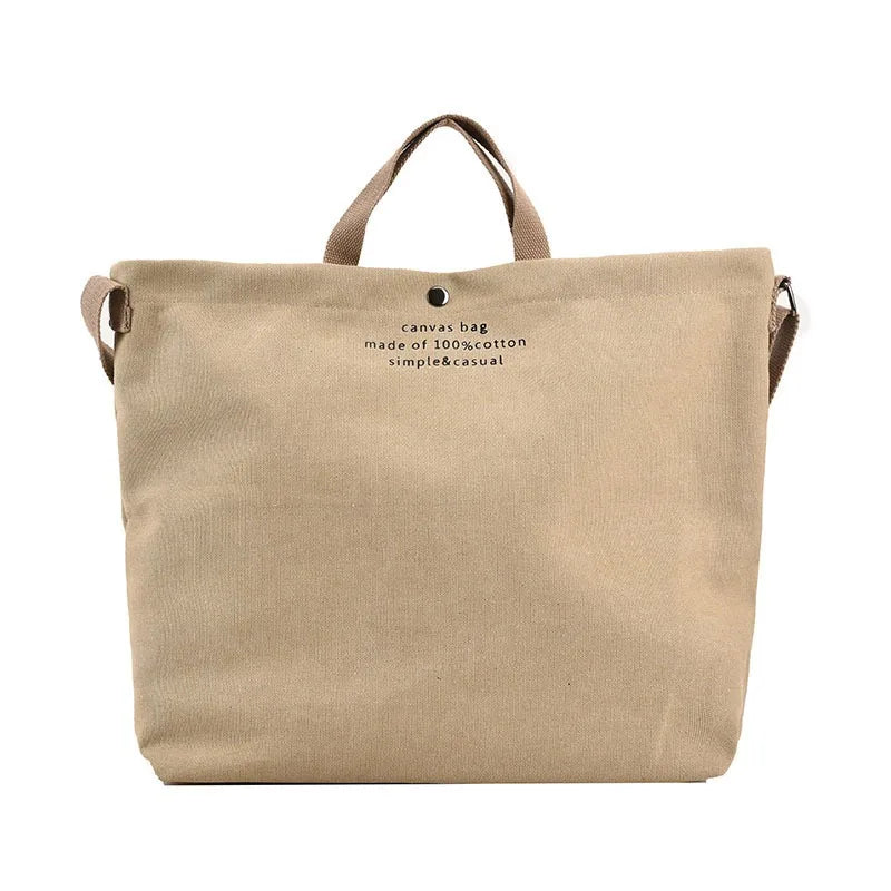 Sac cabas bandoulière en toile beige — vue de face sur fond blanc