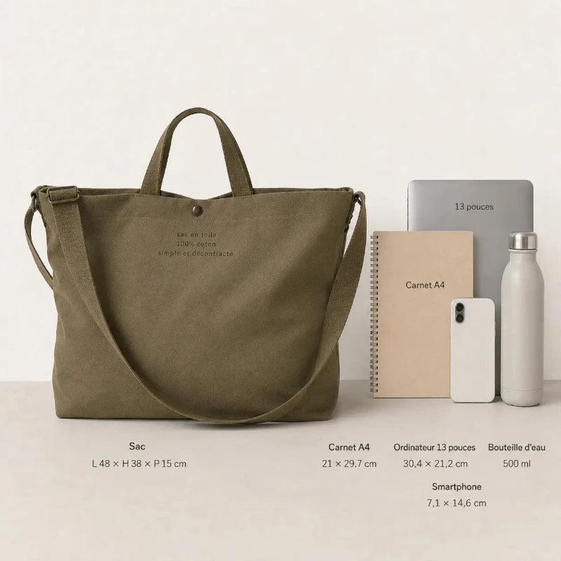 comparatif taille du sac cabas avec objets quotidien