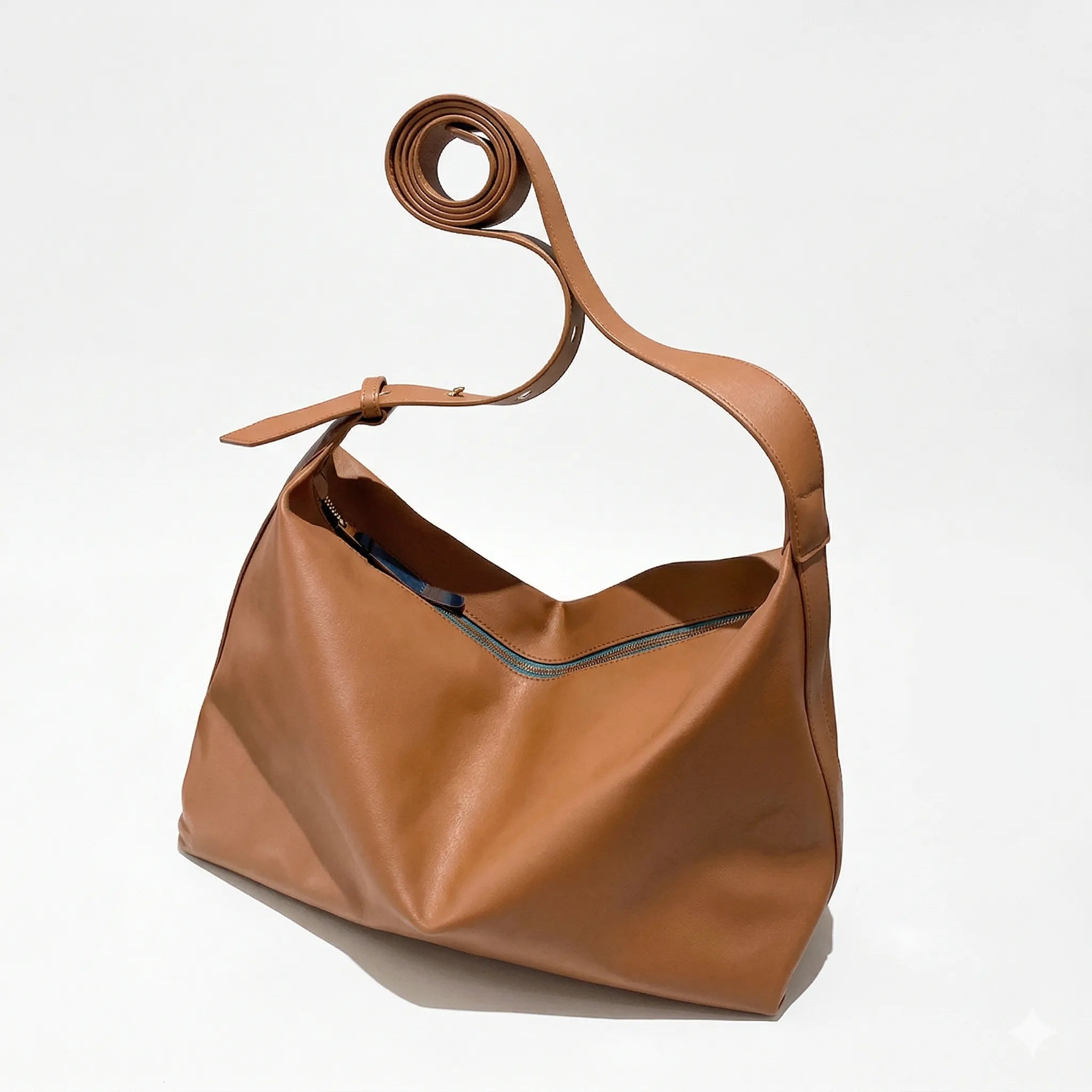Sac cabas Boston marron clair — vue de face sur fond blanc