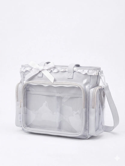 sac gris sur fond blanc