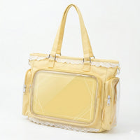 Grand sac de cours japonais cabas nylon jaune — vue de face sur fond blanc