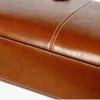 Sac cabas cuir bandoulière femme marron, détail des coutures et du cuir