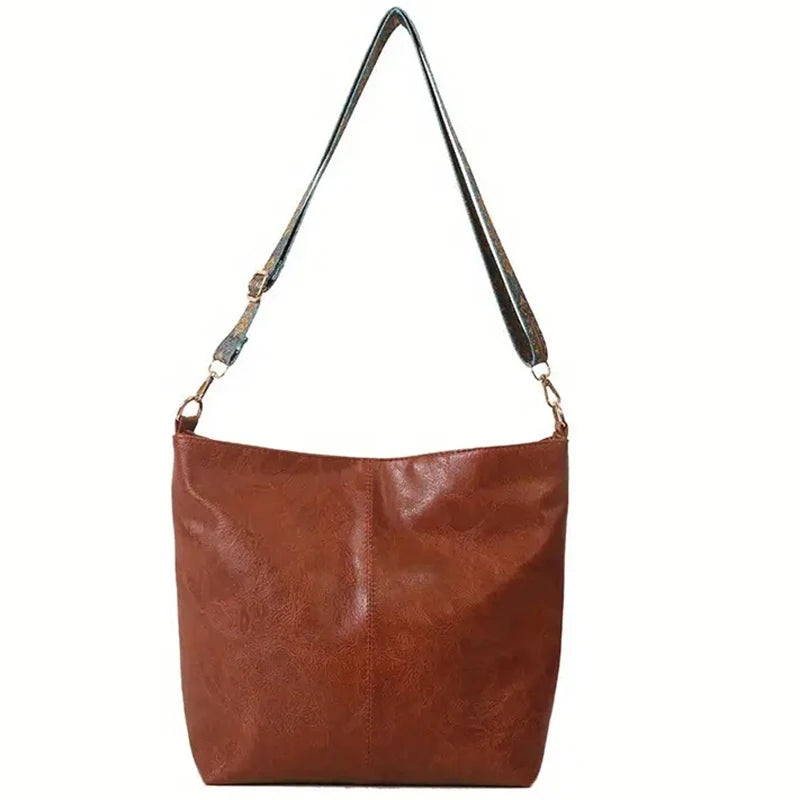 Sac cabas simili-cuir bandoulière brodée — vue de dos