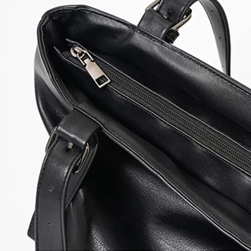Sac cabas pour cours homme cuir PU — zoom fermeture éclair