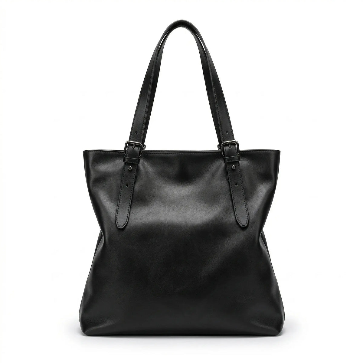 Sac cabas pour cours homme cuir PU noir — vue de face sur fond blanc