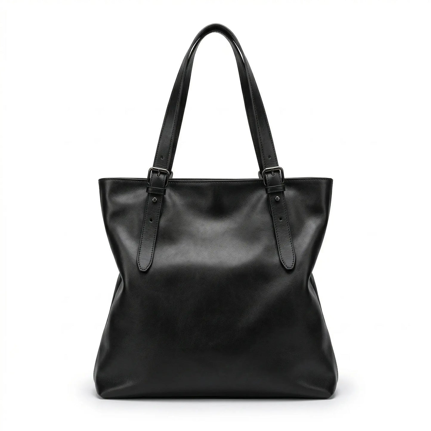 Sac cabas pour cours homme cuir PU noir — vue de face sur fond blanc