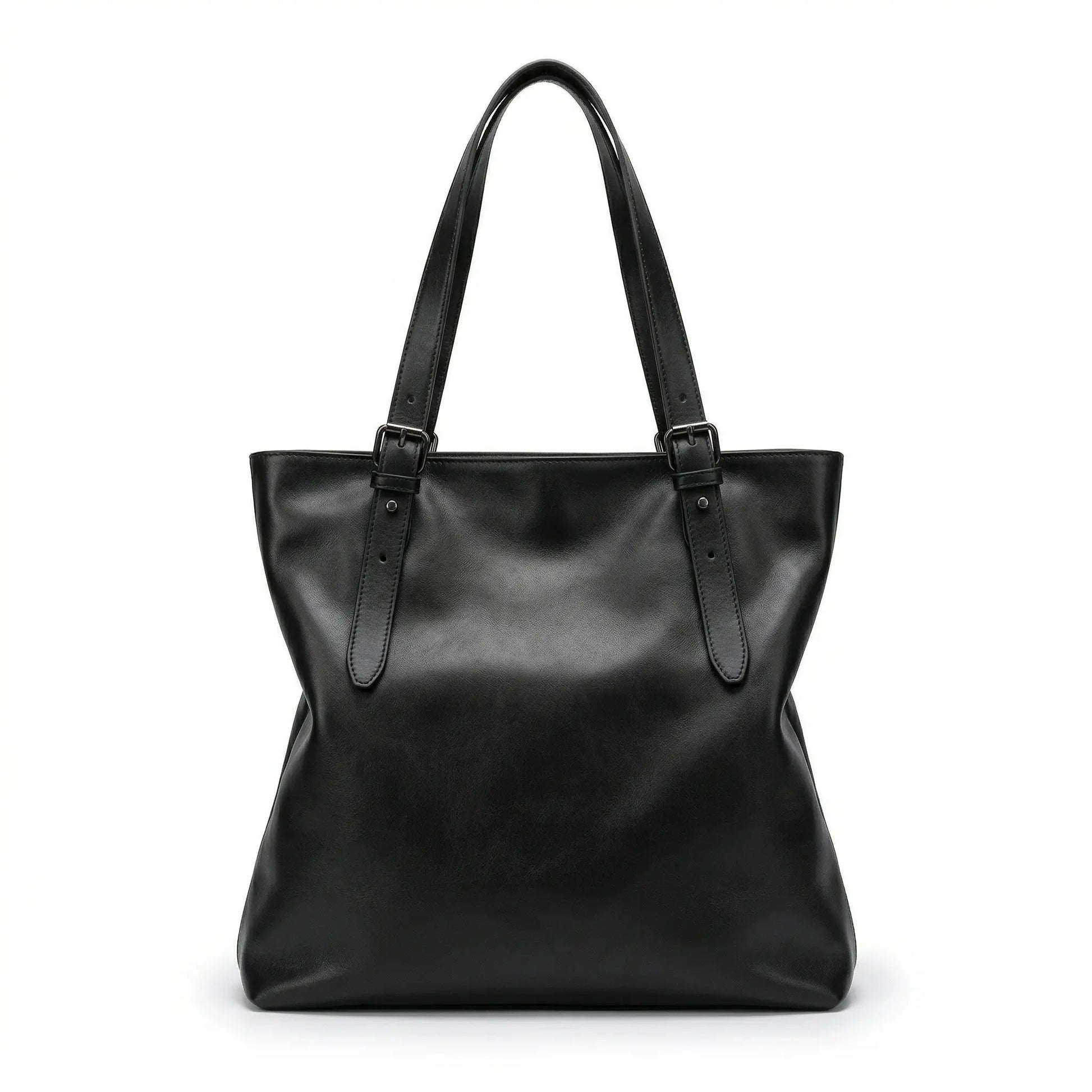Sac cabas pour cours homme cuir PU noir — vue de face sur fond blanc