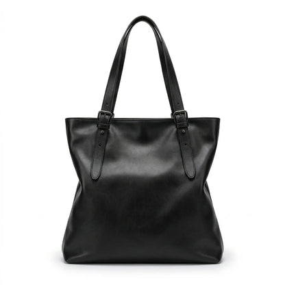 Sac cabas pour cours homme cuir PU noir — vue de face sur fond blanc