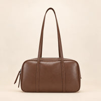 Sac cabas cuir rétro femme marron, vue de face