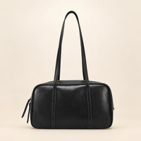 Sac cabas cuir rétro femme noir, vue de face