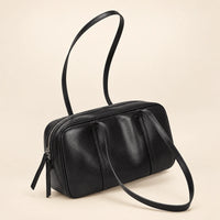 Sac cabas cuir rétro femme noir, vue trois quarts