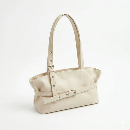 Sac cabas vintage blanc — vue de face sur fond blanc