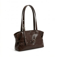 Sac cabas vintage marron — vue de face sur fond blanc