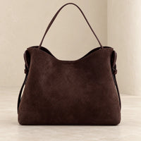 Sac cabas daim compact femme café, vue de face