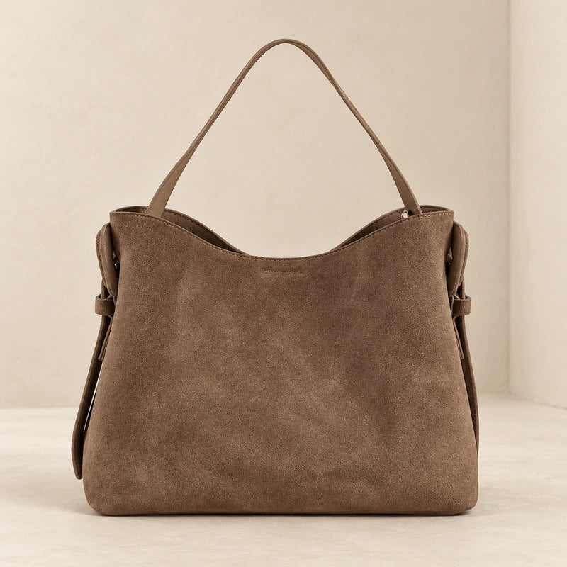 Sac cabas daim compact femme kaki, vue de face