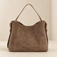 Sac cabas daim compact femme kaki, vue de face