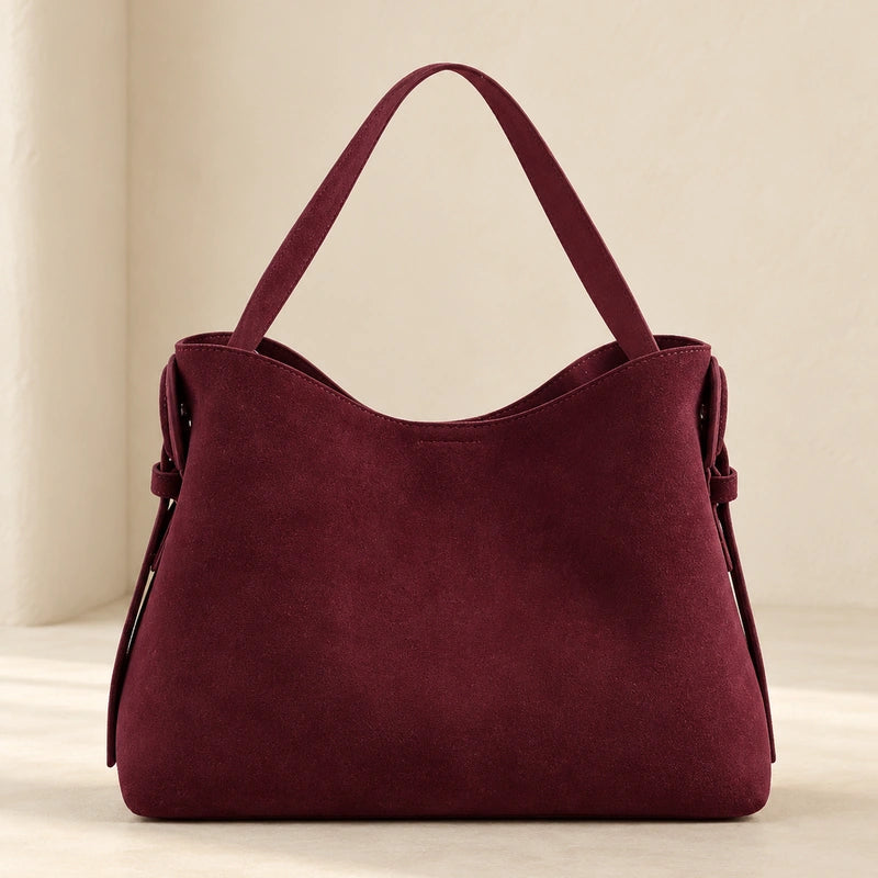 Sac cabas daim compact femme rouge, vue de face