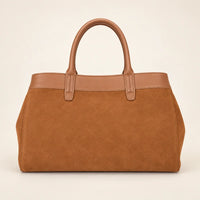 Sac cabas daim porté épaule femme bronze, vue de dos