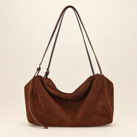 Sac cabas daim souple femme café, vue de face