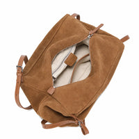 Sac cabas daim souple femme marron, vue de l’intérieur