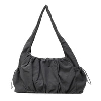 Sac cabas effet drape gris — vue de face sur fond blanc