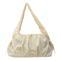 Sac cabas effet drape jaune — vue de face sur fond blanc