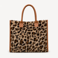 Sac cabas imprimé léopard anse simple - vue de face en studio