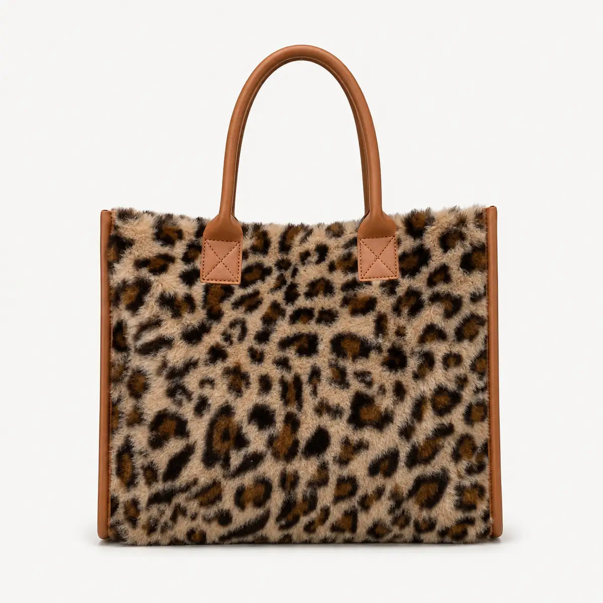 Sac cabas imprimé léopard anse simple - vue de face en studio
