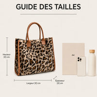 Sac cabas imprimé léopard anse simple - guide des tailles et dimensions