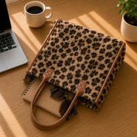Sac cabas imprimé léopard anse simple - intérieur du sac à plat