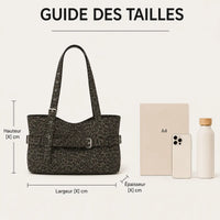 Guide des tailles du sac cabas imprimé léopard léger