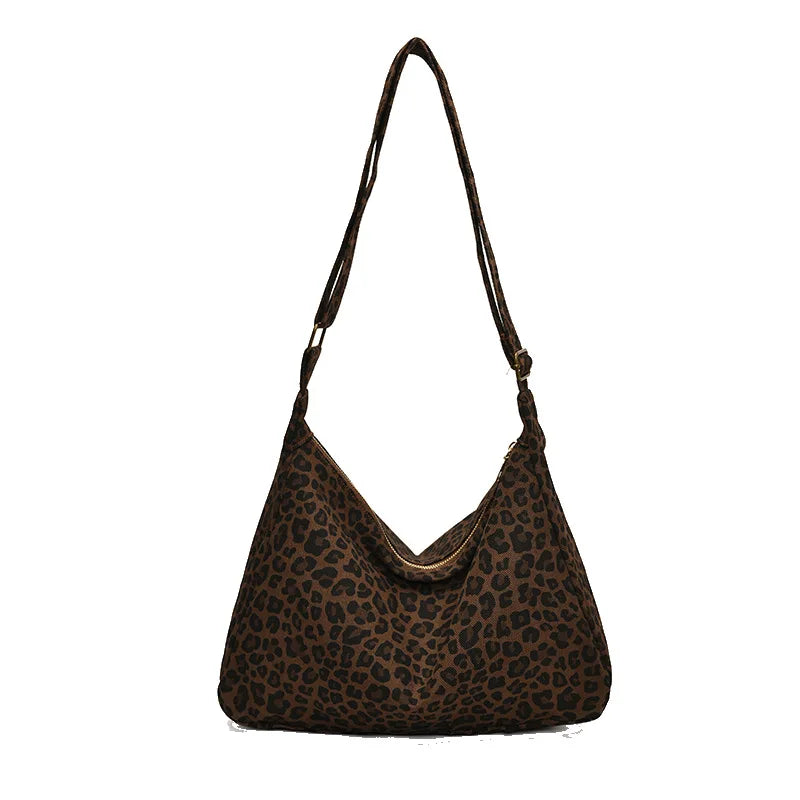 Sac cabas léopard marron — vue de face sur fond blanc
