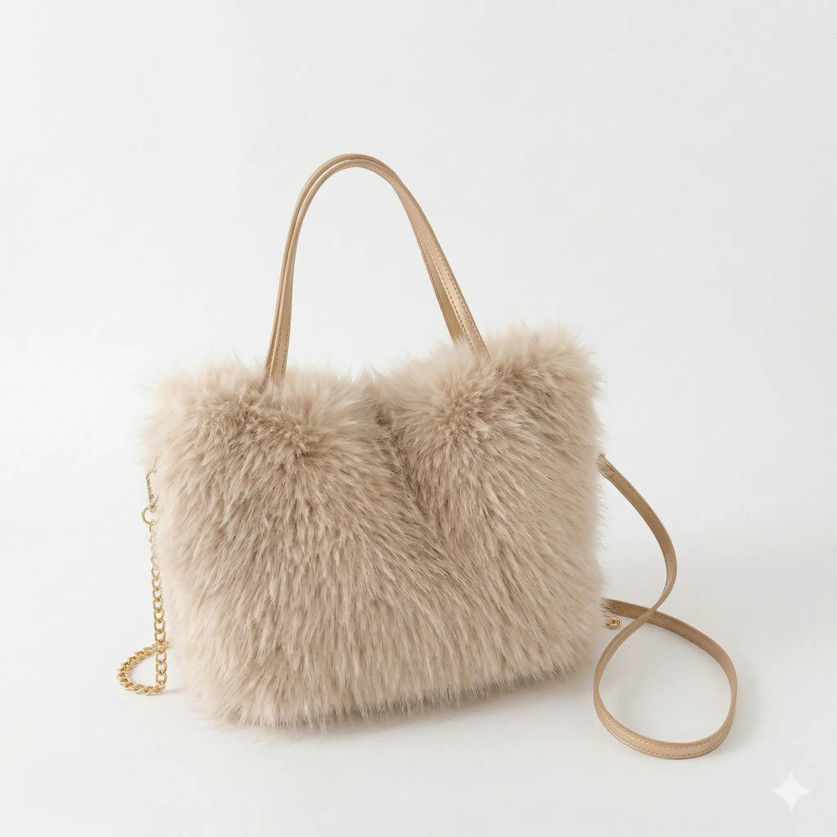 Sac cabas moumoute kaki — vue de face sur fond blanc