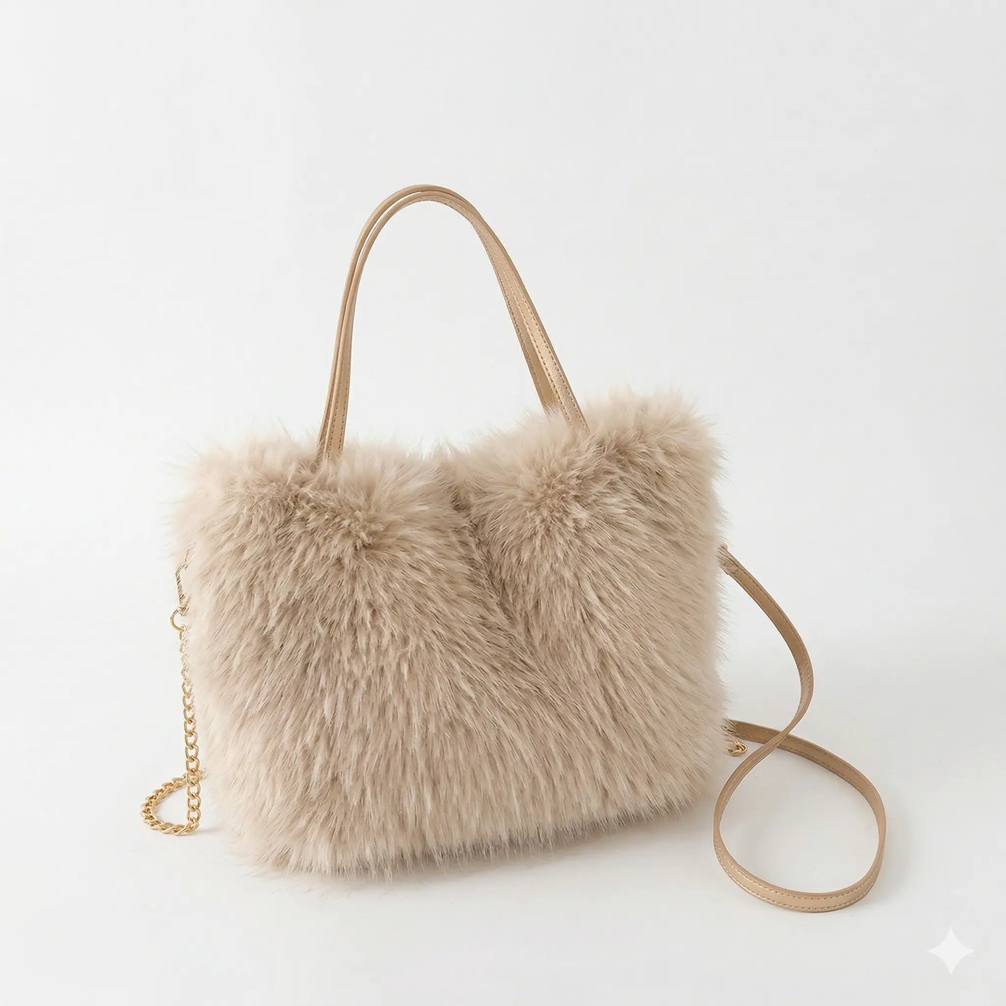 Sac cabas moumoute kaki — vue de face sur fond blanc