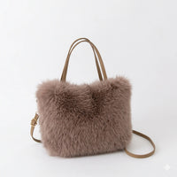 Sac cabas moumoute marron — vue de face sur fond blanc