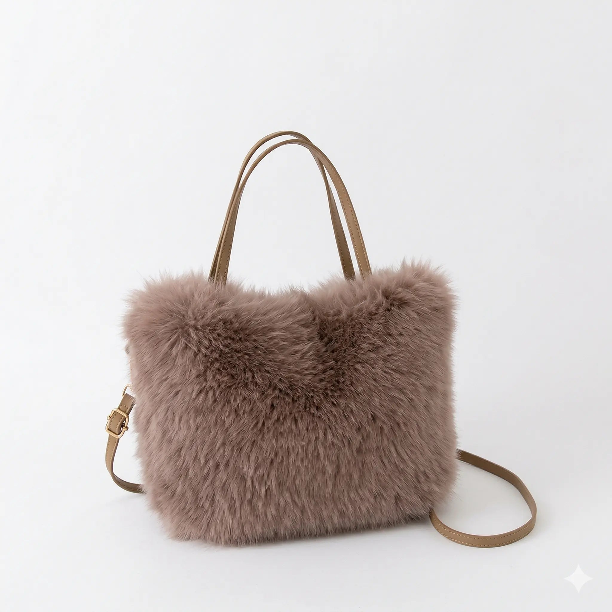 Sac cabas moumoute marron — vue de face sur fond blanc