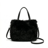 Sac cabas moumoute noir — vue de face sur fond blanc