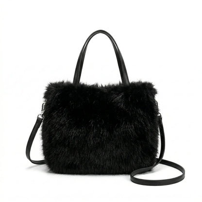 Sac cabas moumoute noir — vue de face sur fond blanc