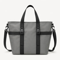Sac cabas nylon imperméable gris avec compartiment ordinateur, vue de face