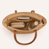 vu intérieur du sac cabas panier en paille femme