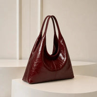 Grand sac cabas vintage PU rouge — vue de face sur fond blanc