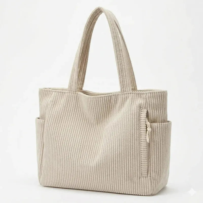 Sac cabas velours côtelé femme cours scolaire