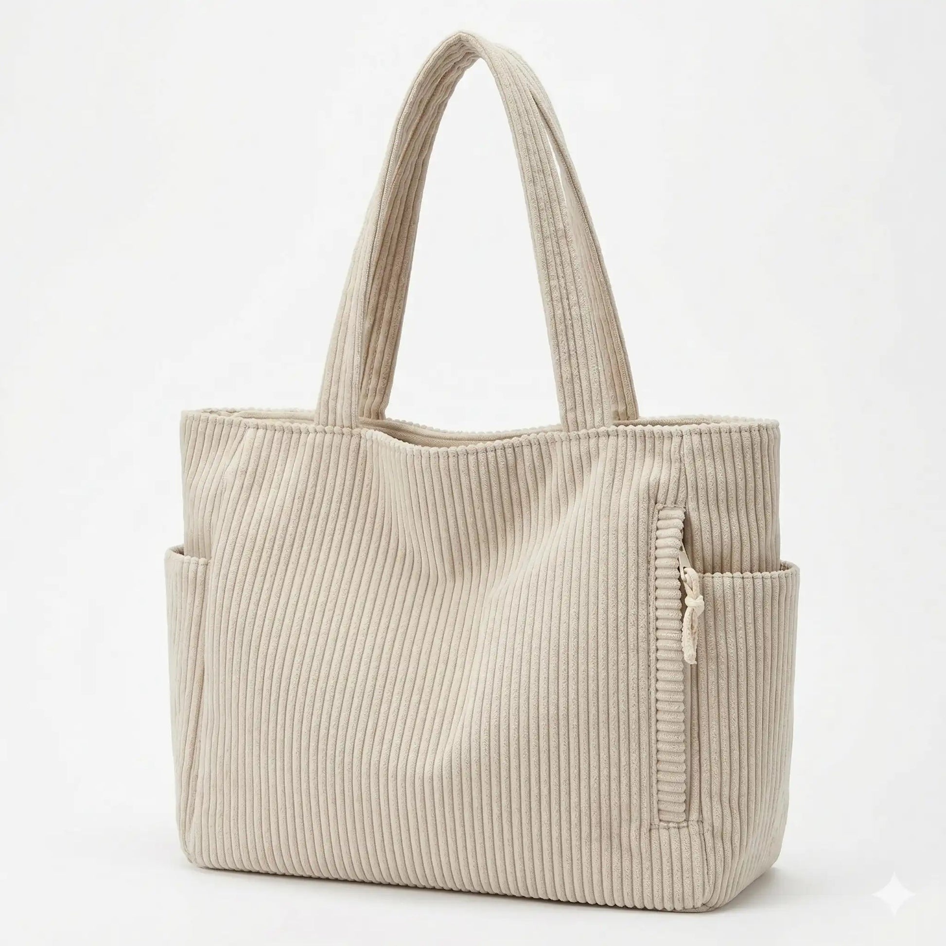 sac beige sur fond blanc