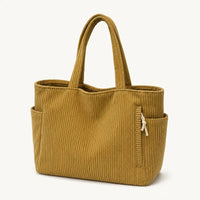 sac cabas velours scolaire jaune sur fond blanc