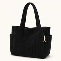 sac cabas velours scolaire noir sur fond blanc