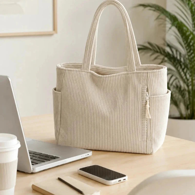sac cabas velours scolaire sur bureau