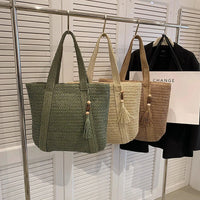 Sac cabas tressé en paille — tous les coloris en situation