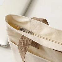 Sac cabas en toile bicolore — zoom fermeture éclair
